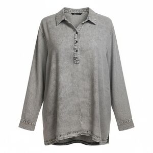 Jane + Delancey 100% Lyocell Gray Washed Chambray Denim Sz 2X Lagenlook Light